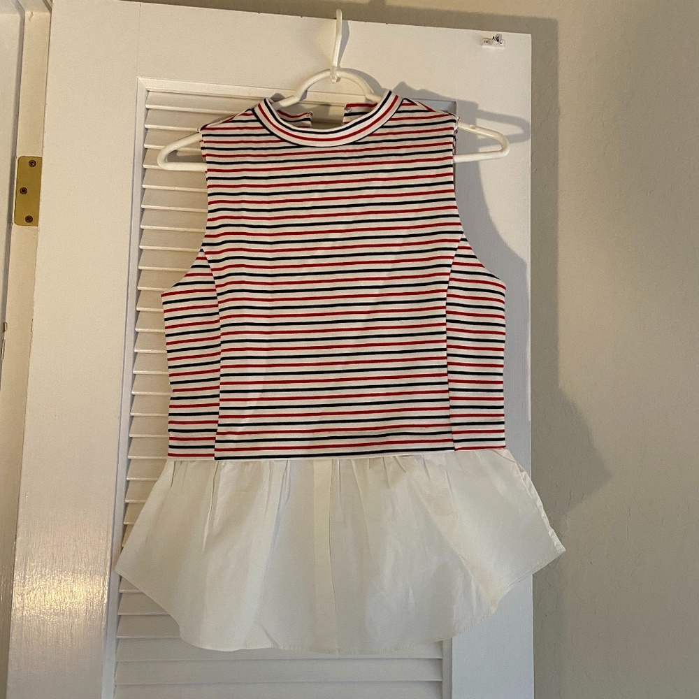 English Factory Red White and Blue Striped Top